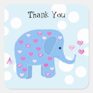 Süßer Baby-Elefant Danke Quadratischer Aufkleber