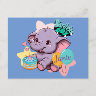 Süßer Baby Elefant Geburtstagsjunge Postkarte