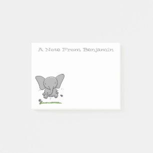 Süßer Baby-Elefant, grüne Cartoon-Illustration Post-it Klebezettel