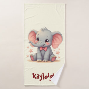 Süßer Baby-Elefant mit rosa Schleife Badhandtuch Set