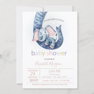 Süßer Baby Elefant Punkte Babyparty Einladung