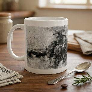 Süßer Baby-Elefant Schwarz-Weiß-Aquarell-Kunst Kaffeetasse