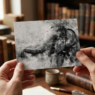 Süßer Baby-Elefant Schwarz-Weiß-Aquarell-Kunst Postkarte