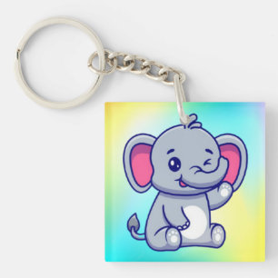 Süßer Baby-Elefant sitzt Cartoon-23800 Schlüsselanhänger