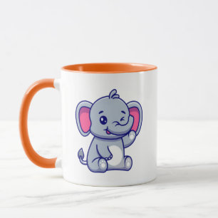 Süßer Baby-Elefant sitzt Cartoon-23800 Tasse
