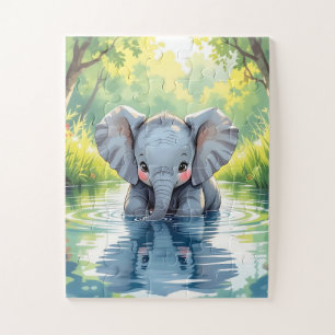 Süßer Baby-Elefant und Spiegelbild Puzzle