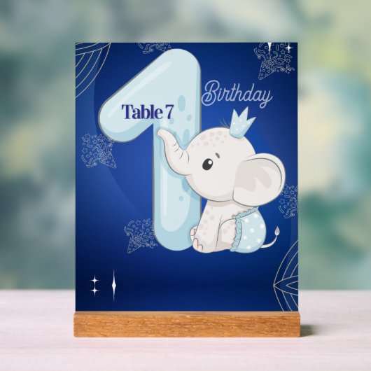 Süßer Baby-Elefant zum ersten Geburtstag Acrylschild (Neutral)