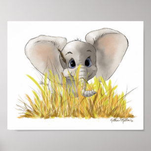 Süßer Baby-Elefanten-Cartoon Poster