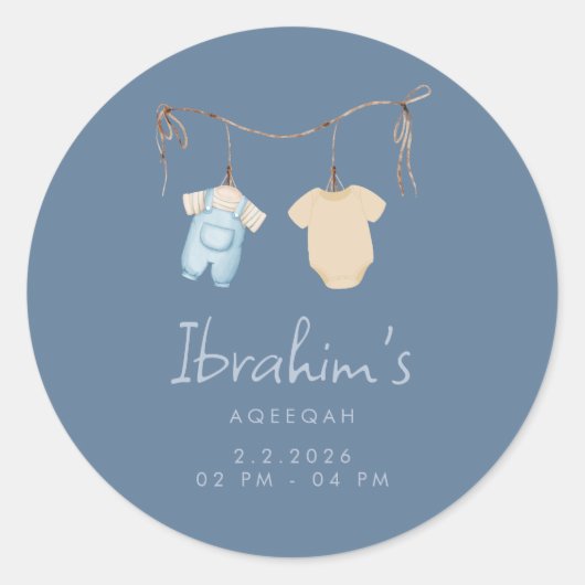 Süßer Baby-Junge Aqeeqah Favor Aufkleber (Vorderseite)