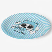 Süßer Baby-Jungen-Schädel Pappteller (Schrägansicht)