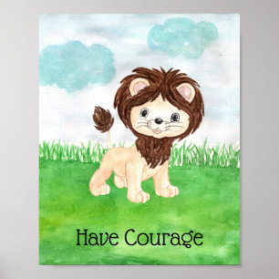 Süßer Baby Löwe Habe Mut Zitat Kinderzimmer Poster