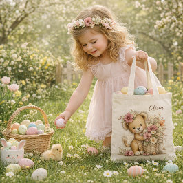 Süßer Baby-Löwe mit Blumen – Kinder-Oster-Tasche Tragetasche