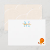 Süßer Baby-Oktopus mit individuellem Monogramm Mitteilungskarte (Vorne/Hinten)