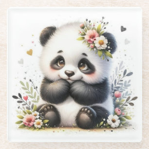 Süßer Baby-Panda-Blumen-Untersetzer   Kawaii-Aquar Glasuntersetzer