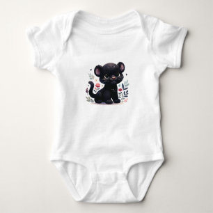 Süßer Baby-Panther mit Blumen Baby Strampler