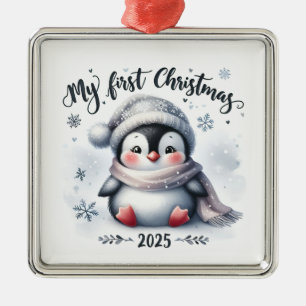 SÜßER BABY PINGUIN FÜR MEIN ERSTES WEIHNACHTSFEST ORNAMENT AUS METALL