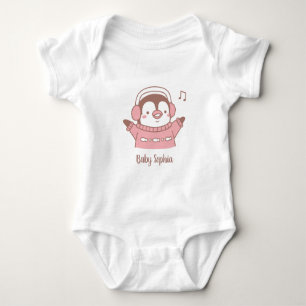 Süßer Baby Pinguin im Pullover, personalisiert Strampler