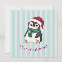 Süßer Baby-Pinguin mit Weihnachtsmannmütze Weihnac