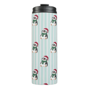Süßer Baby-Pinguin mit Weihnachtsmannmütze Weihnac Thermosbecher