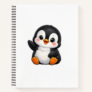 Süßer Baby Pinguin winkend Cartoon Charakter Kinde Notizblock