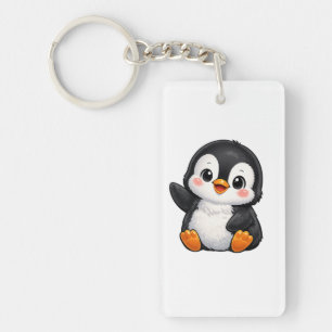 Süßer Baby Pinguin winkend Cartoon Charakter Kinde Schlüsselanhänger