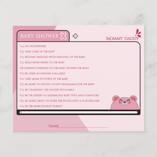Süßer Baby-Rosa-Bär Computerbildschirm Errate Wen (Vorderseite)