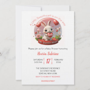 Süßer Baby Shower Hase Sweetheart Valentinstag Einladung