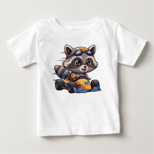 Süßer Baby-Waschbär-Rennwagenfahrer Baby T-shirt