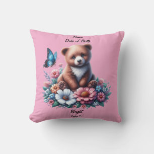 Süßer Babybär mit Blumen Wald Kissen