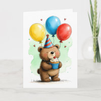 Süßer Babybär mit Cupcake zum Kindergeburtstag