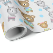 Süßer Babybär und Zebra Geschenkpapier (Rolleneckpunkt)