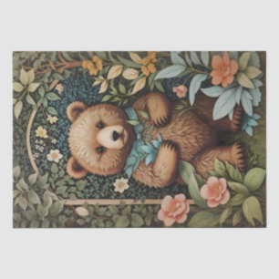 Süßer Babybraunbär William Morris inspiriert Seidenpapier