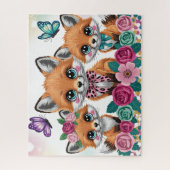 Süßer Babyfuchs mit Blumen Puzzle (Vertikal)