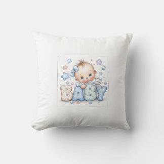 Süßer Babyjunge mit Teddybär & Sternen | Süße Kind Kissen