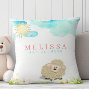 Süßer Babyjunge oder -mädchen Lamm Pastell-Kinderz Kissen