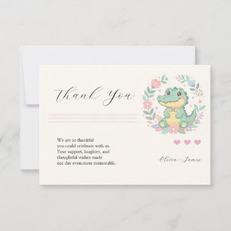 Süßer Babykrokodil-Blumenrahmen Dankeskarte