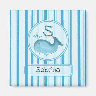 Süßer Babywal Blau Streifen Magnet