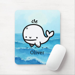 Süßer Babywal - Kawaii Meerestier-Linienkunst Mousepad