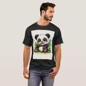 Süßer Bambu fressender Panda-Aufkleber T-Shirt (Vorne ganz)