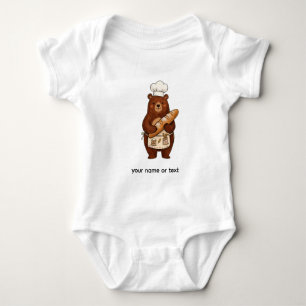 Süßer Bär Bäcker mit französischem Brot Koch T-Shi Baby Strampler