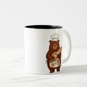 Süßer Bär Bäcker mit französischem Brot Koch T-Shi Zweifarbige Tasse