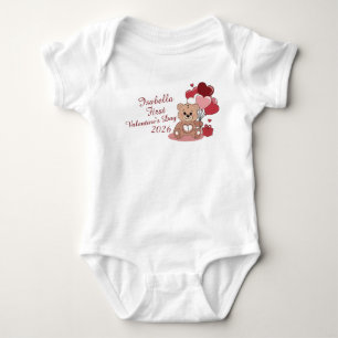 Süßer Bär Erster Valentinstag 2026 Personalisiert Baby Strampler