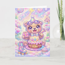 Süßer Bär Geburtstag Pastell Regenbogen Rollschuh
