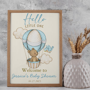 Süßer Bär Hallo Kleines Baby Shower Poster