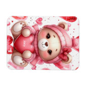 Süßer Bär hält Herzen Valentinstag Magnet (Horizontal)