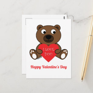 Süßer Bär Herz Liebe Valentinstag Benutzerdefinier Postkarte