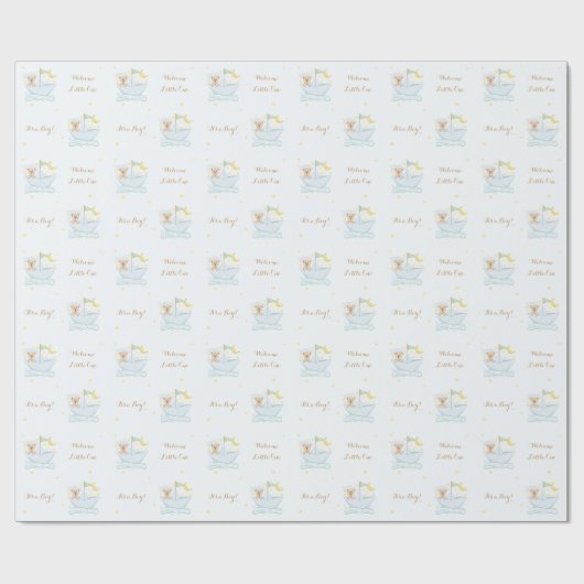 Süßer Bär im Papierboot Geschenkpapier (Flach)