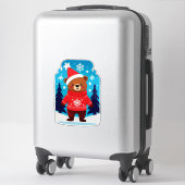 Süßer Bär im Weihnachtspullover Aufkleber (Koffer)