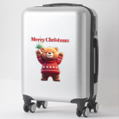 Süßer Bär im Weihnachtspullover Aufkleber (Koffer)