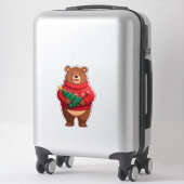 Süßer Bär im Weihnachtspullover Aufkleber (Koffer)